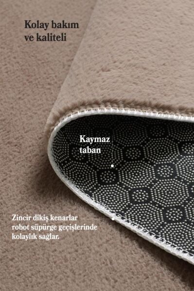 Kolay Temizlenebilir Yıkanabilir Kahve Tavşan Tüyü Halı Salon Oturma Odası Yolluk Mutfak Halısı