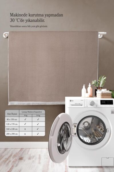 Kolay Temizlenebilir Yıkanabilir Kahve Tavşan Tüyü Halı Salon Oturma Odası Yolluk Mutfak Halısı