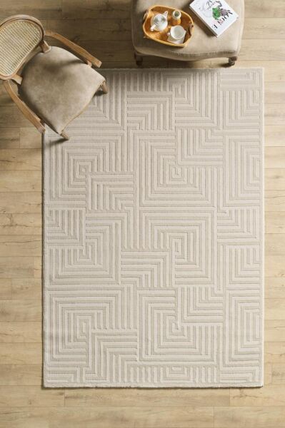 Motifli Bej Modern Yumuşak Polipropilen Jüt Halı Salon Oturma Odası Yolluk Mutfak Koridor Halısı