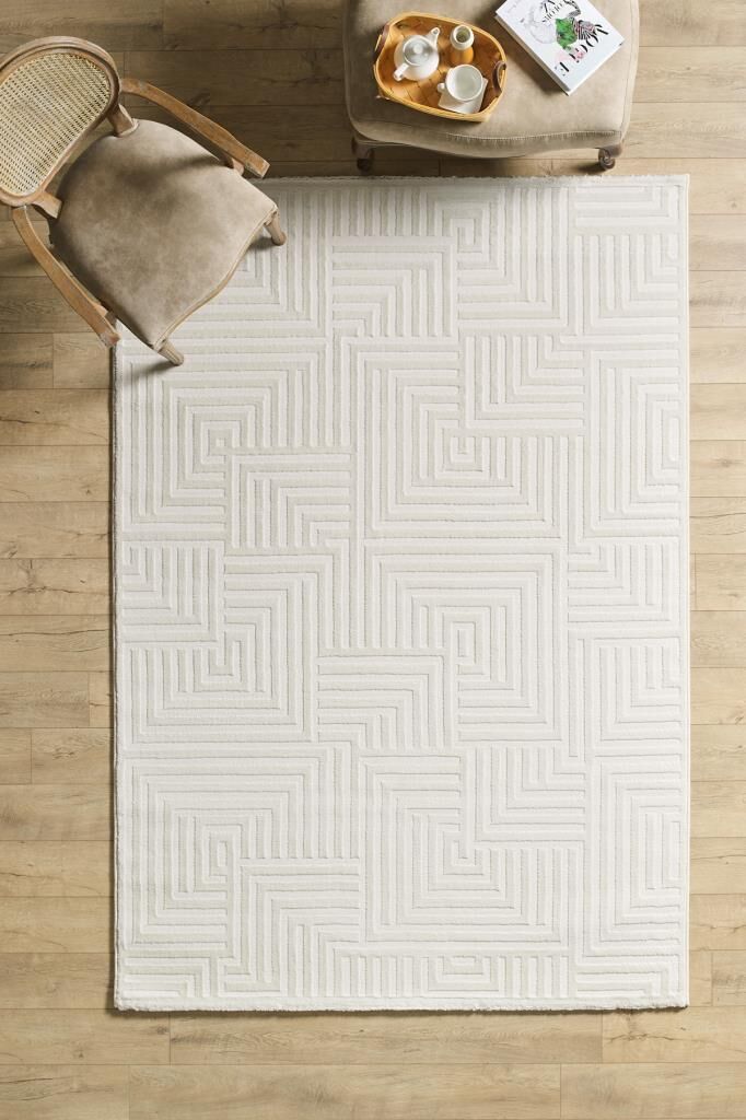 Motifli Krem Modern Yumuşak Polipropilen Jüt Halı Salon Oturma Odası Yolluk Mutfak Koridor Halısı