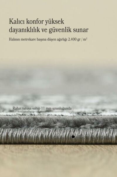 Bordürlü Klasik İran Tarzı Afgan Halısı Gri Halı Jüt Halı Salon Oturma Odası Halısı