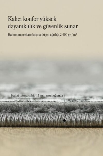 Bordürlü Klasik İran Tarzı Afgan Halısı Gri Halı Jüt Halı Salon Oturma Odası Halısı