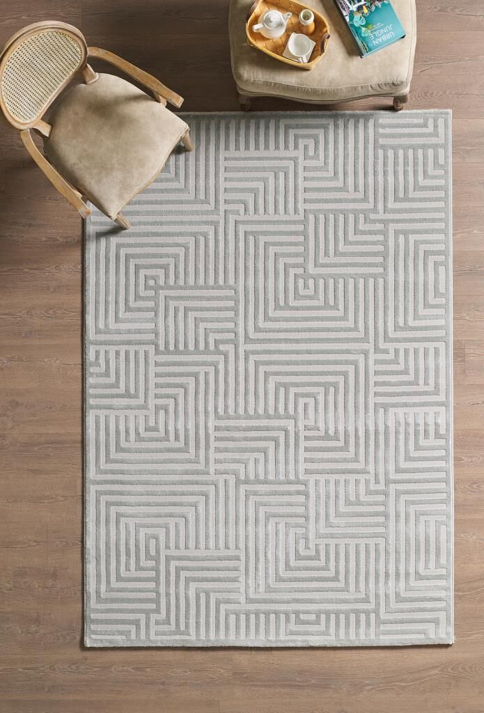 Motifli Gri Modern Yumuşak Polipropilen Jüt Halı Salon Oturma Odası Yolluk Mutfak Koridor Halısı