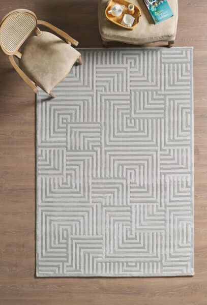 Motifli Gri Modern Yumuşak Polipropilen Jüt Halı Salon Oturma Odası Yolluk Mutfak Koridor Halısı