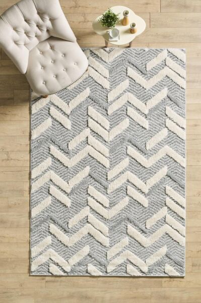 İskandinav Halı Gri Halı Yumuşak Bukleli Çizgili Jut Halı Salon Koridor Otuma Odası Mutfak Halısı