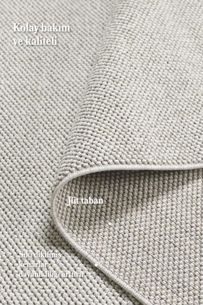 Düz Renk Gümüş Sisal Yumuşak Polipropilen Jüt Halı Salon Oturma Odası Yolluk Mutfak Koridor Halısı