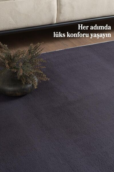 Kolay Temizlenebilir Yıkanabilir Gri Tavşan Tüyü Halı Salon Oturma Odası Yolluk Mutfak Halısı