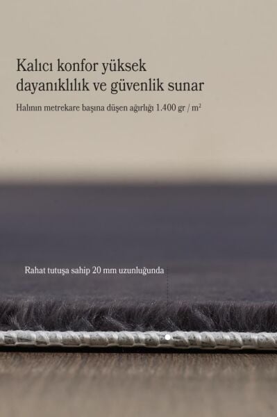 Kolay Temizlenebilir Yıkanabilir Gri Tavşan Tüyü Halı Salon Oturma Odası Yolluk Mutfak Halısı