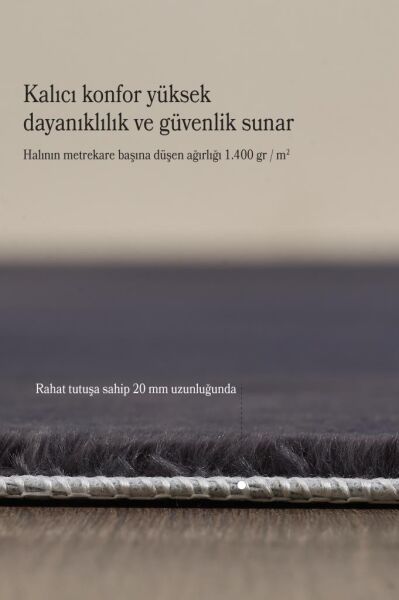 Kolay Temizlenebilir Yıkanabilir Gri Tavşan Tüyü Halı Salon Oturma Odası Yolluk Mutfak Halısı