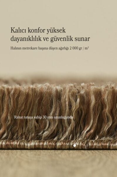 Tek Renk Desensiz Kahverengi Yumuşak Post Peluş Shaggy Halı Salon Oturma Odası Yolluk Mutfak Halısı