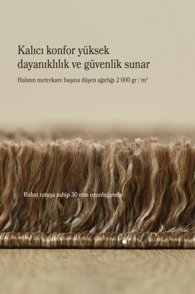 Tek Renk Desensiz Kahverengi Yumuşak Post Peluş Shaggy Halı Salon Oturma Odası Yolluk Mutfak Halısı