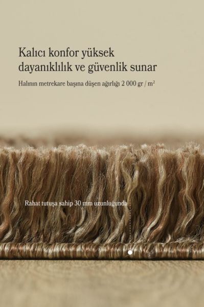 Tek Renk Desensiz Kahverengi Yumuşak Post Peluş Shaggy Halı Salon Oturma Odası Yolluk Mutfak Halısı