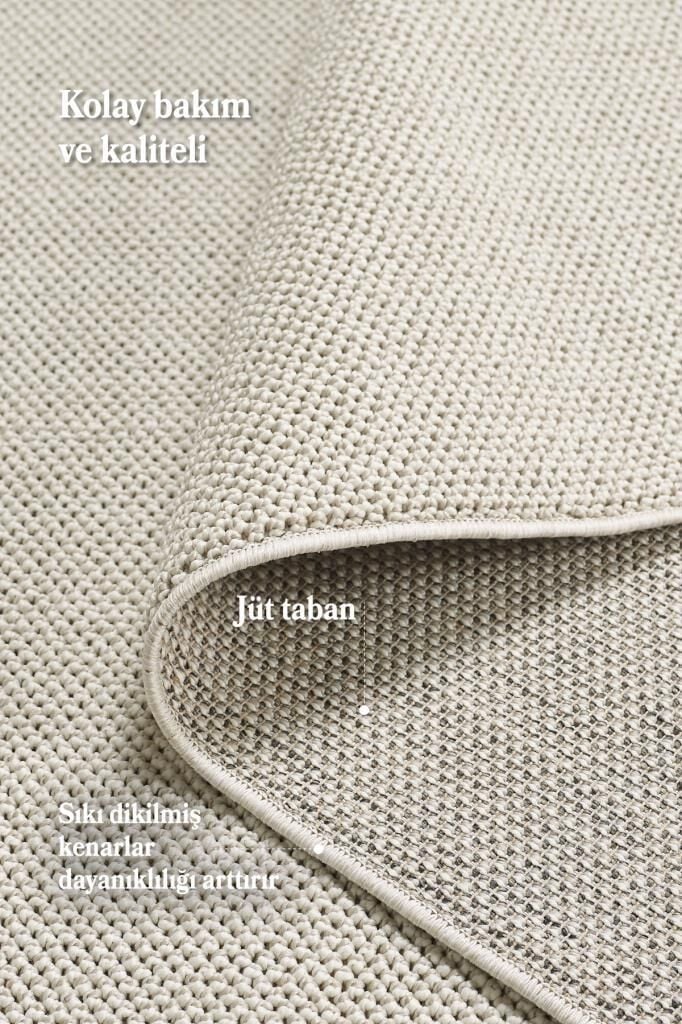 Düz Renk Krem Sisal Yumuşak Polipropilen Jüt Halı Salon Oturma Odası Yolluk Mutfak Koridor Halısı