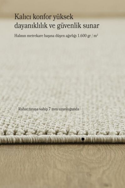 Yumuşak Bukleli Krem Bej Halı Oturma Odası Salon Mutfak Koridor Antre Çocuk Odası Halısı