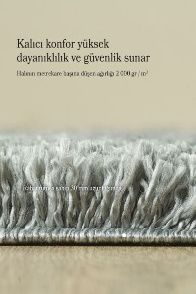 Tek Renk Desensiz Açık Gri Yumuşak Post Peluş Shaggy Halı Salon Oturma Odası Yolluk Mutfak Halısı