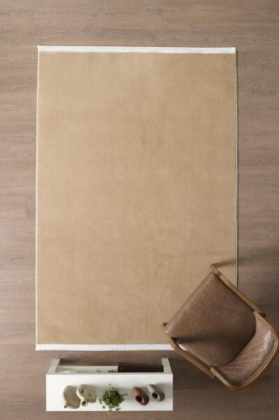 Kolay Temizlenebilir Yıkanabilir Bej Tavşan Tüyü Halı Salon Oturma Odası Yolluk Mutfak Halısı