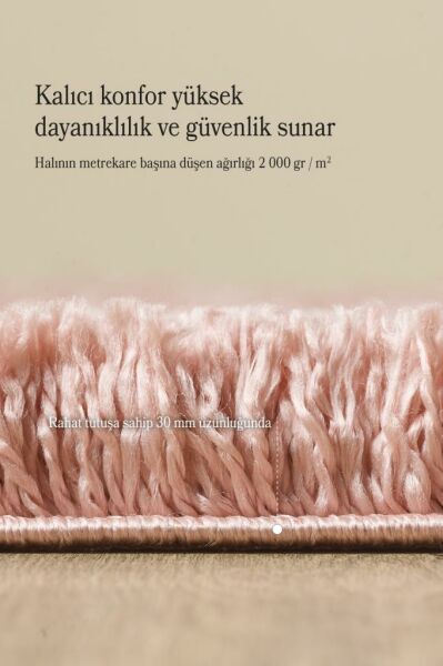 Tek Renk Desensiz Pembe Yumuşak Post Peluş Shaggy Halı Salon Oturma Odası Yolluk Mutfak Halısı