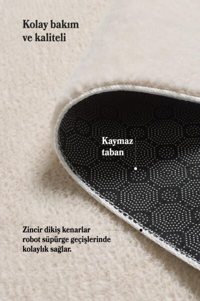 Kolay Temizlenebilir Yıkanabilir Krem Tavşan Tüyü Halı Salon Oturma Odası Yolluk Mutfak Halısı
