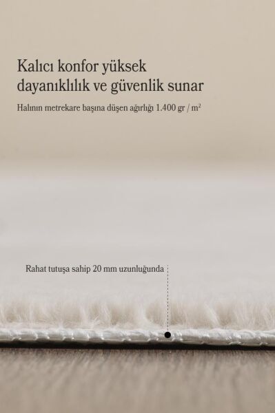 Kolay Temizlenebilir Yıkanabilir Krem Tavşan Tüyü Halı Salon Oturma Odası Yolluk Mutfak Halısı