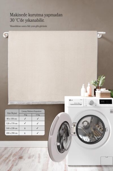 Kolay Temizlenebilir Yıkanabilir Krem Tavşan Tüyü Halı Salon Oturma Odası Yolluk Mutfak Halısı