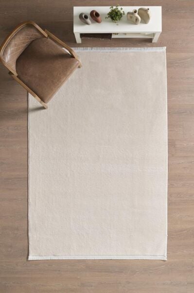 Kolay Temizlenebilir Yıkanabilir Krem Tavşan Tüyü Halı Salon Oturma Odası Yolluk Mutfak Halısı