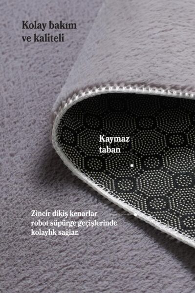 Kolay Temizlenebilir Yıkanabilir Açık Gri Tavşan Tüyü Halı Salon Oturma Odası Yolluk Mutfak Halısı