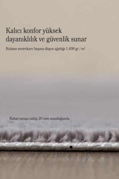Kolay Temizlenebilir Yıkanabilir Açık Gri Tavşan Tüyü Halı Salon Oturma Odası Yolluk Mutfak Halısı