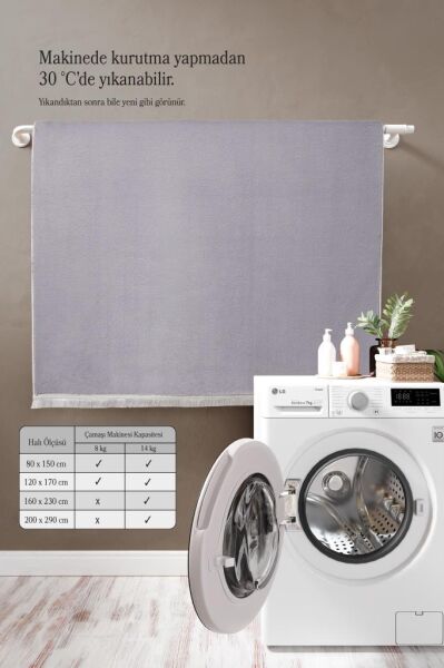 Kolay Temizlenebilir Yıkanabilir Açık Gri Tavşan Tüyü Halı Salon Oturma Odası Yolluk Mutfak Halısı