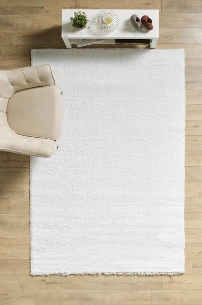 Tek Renk Desensiz Beyaz Yumuşak Post Peluş Shaggy Halı Salon Oturma Odası Yolluk Mutfak Halısı