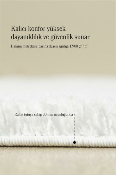 Tek Renk Desensiz Beyaz Yumuşak Post Peluş Shaggy Halı Salon Oturma Odası Yolluk Mutfak Halısı