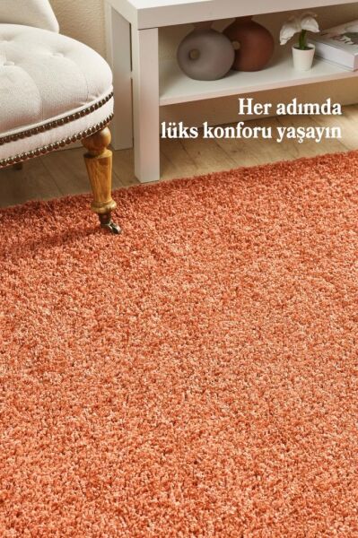 Tek Renk Kremit Rengi Yumuşak Post Peluş Shaggy Halı Salon Oturma Odası Yolluk Mutfak Halısı