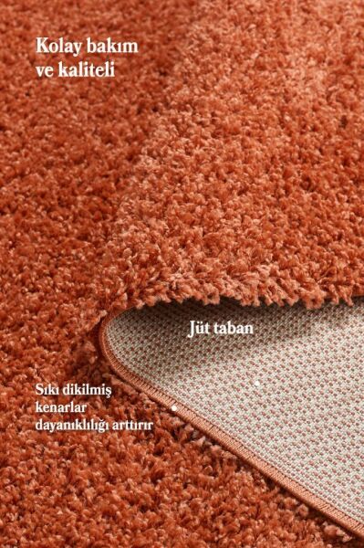 Tek Renk Kremit Rengi Yumuşak Post Peluş Shaggy Halı Salon Oturma Odası Yolluk Mutfak Halısı