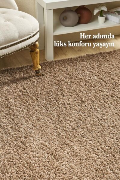 Tek Renk Desensiz Moka Yumuşak Post Peluş Shaggy Halı Salon Oturma Odası Yolluk Mutfak Halısı