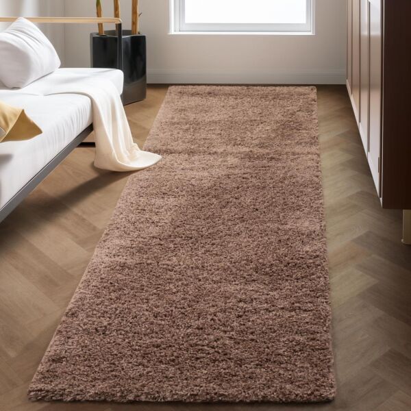 Tek Renk Desensiz Moka Yumuşak Post Peluş Shaggy Halı Salon Oturma Odası Yolluk Mutfak Halısı