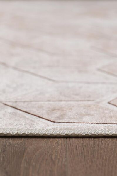 Dijital Baskı Yıkanabilir Kaymaz Taban Çizgili Bej Kahverengi Salon Halısı Mutfak Halısı Yolluk