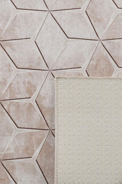 Dijital Baskı Yıkanabilir Kaymaz Taban Çizgili Bej Kahverengi Salon Halısı Mutfak Halısı Yolluk