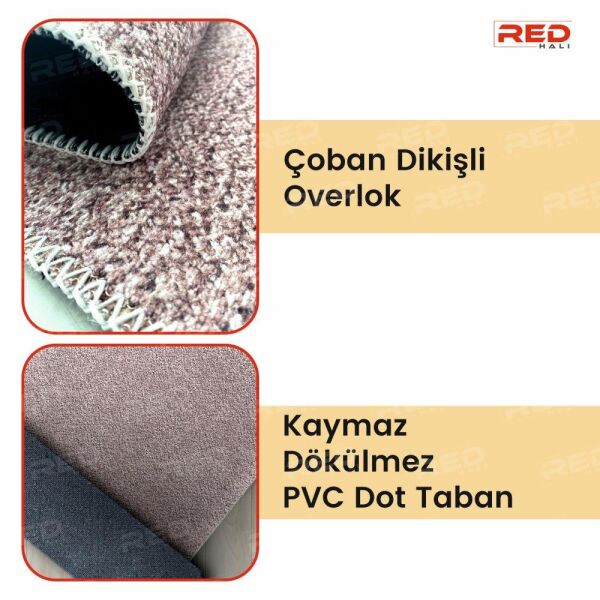Dijital Baskı Yıkanabilir Kaymaz Taban Bordürlü Gri Salon Halısı Mutfak Halısı Yolluk