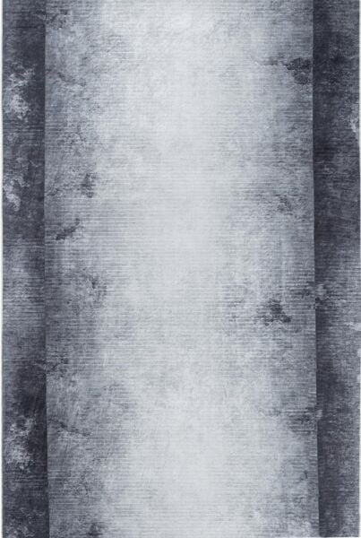 Dijital Baskı Yıkanabilir Kaymaz Taban Bordürlü Gri Salon Halısı Mutfak Halısı Yolluk