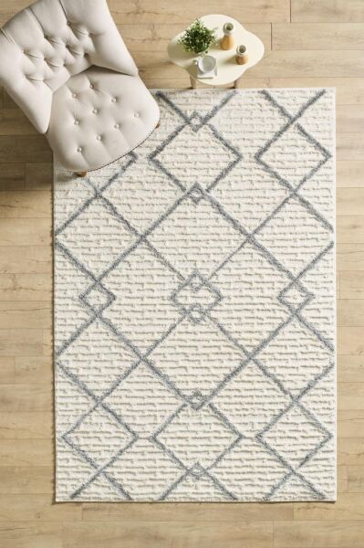 İskandinav Halı Krem Gri Halı Yumuşak Bukleli Jut Halı Salon Koridor Oturma Odası Mutfak Halısı