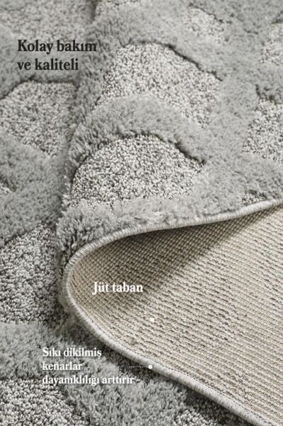 İskandinav Halı Gri Halı Yumuşak Bukleli  Jut Halı Salon Koridor Oturma Odası Mutfak Halısı