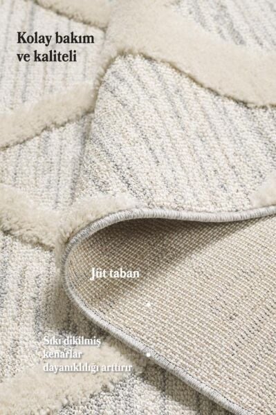 İskandinav Halı  Gri Halı Yumuşak Bukleli Bohem Jut Halı Salon Koridor Oturma Odası Mutfak Halısı