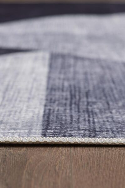 Dijital Baskı Yıkanabilir Kaymaz Taban Geometrik Tasarım Siyah Salon Halısı Mutfak Halısı Yolluk