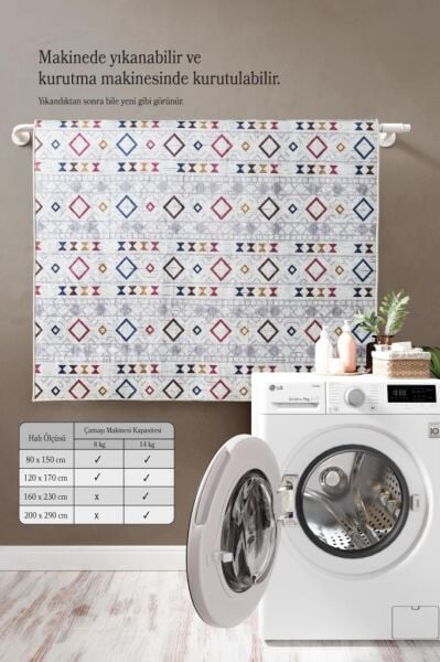 Dijital Baskı Yıkanabilir Kaymaz Taban Kilim Desenli Gri Salon Halısı Mutfak Halısı Yolluk
