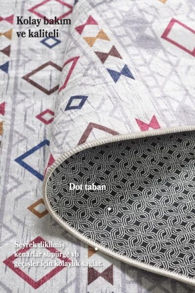 Dijital Baskı Yıkanabilir Kaymaz Taban Kilim Desenli Gri Salon Halısı Mutfak Halısı Yolluk