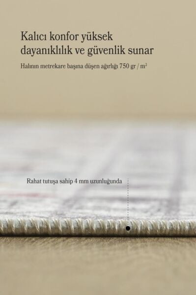 Dijital Baskı Yıkanabilir Kaymaz Taban Kilim Desenli Gri Salon Halısı Mutfak Halısı Yolluk