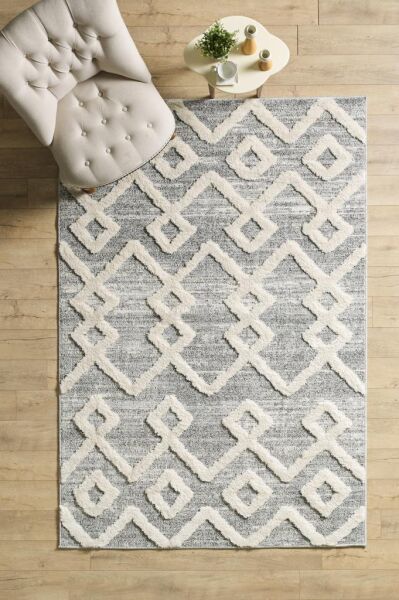 İskandinav Halı Gri Krem Halı Yumuşak Bukleli Bohem Jut Halı Salon Koridor Oturma Odası Mutfak Halısı