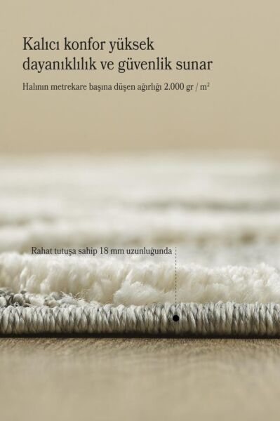 İskandinav Halı Gri Krem Halı Yumuşak Bukleli Bohem Jut Halı Salon Koridor Oturma Odası Mutfak Halısı