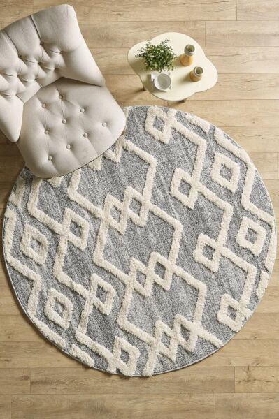 İskandinav Halı Gri Krem Halı Yumuşak Bukleli Bohem Jut Halı Salon Koridor Oturma Odası Mutfak Halısı