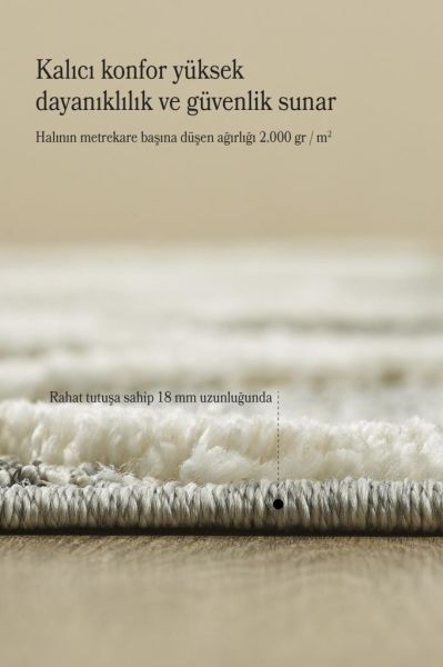 İskandinav Halı Gri Krem Halı Yumuşak Bukleli Bohem Jut Halı Salon Koridor Oturma Odası Mutfak Halısı