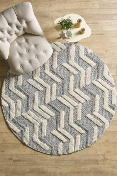 İskandinav Halı Gri Halı Yumuşak Bukleli Çizgili Jut Halı Salon Koridor Otuma Odası Mutfak Halısı